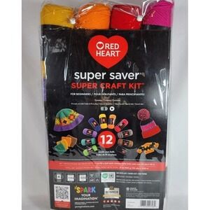 Spinrite Coats & Clark Red Heart Super Saver Super Yarn Craft Kit-12 Multi-Color